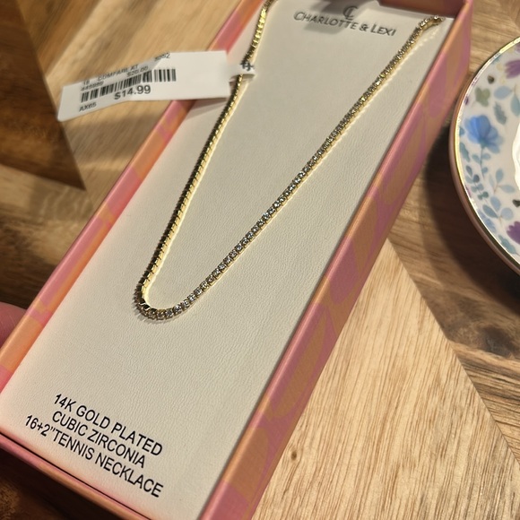 14 K gold plated cubic zirconia necklace - Picture 2 of 3